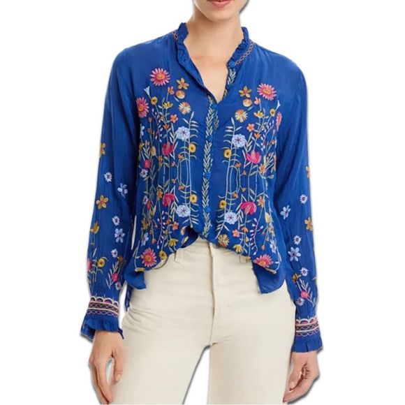 NWT Johnny Was Lolanda Embroidered Button Front Shirt - Picture 3 of 16